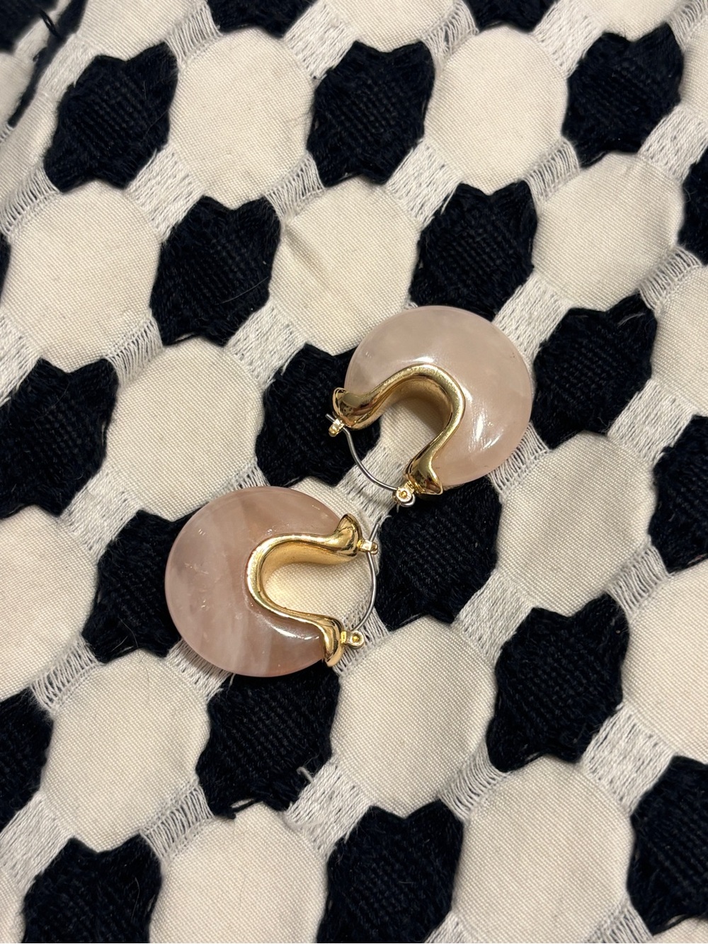 Gold and Rose Quartz Hoop Drop Earrings - Elegant Women’s Jewelry